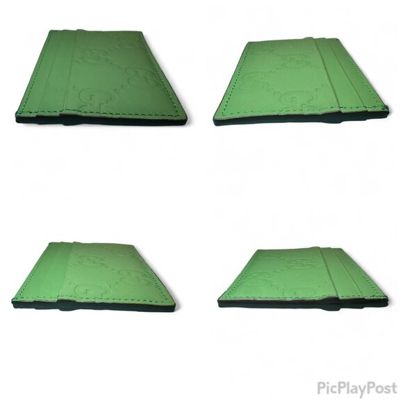 GUCCI Rubber Jumbo GG Leather Card Holder, Green, Unisex, Like New - Picture 10 of 11